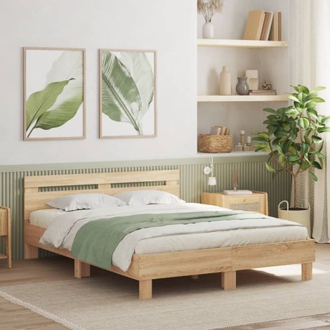Cadre de lit avec LED sans matelas chêne sonoma 140x190 cm (1/5)