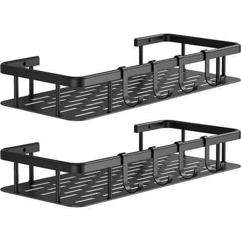Etagere Douche Sans Percage - Etagere Murale Aluminium Auto-Adhesif - Pour Salle De Bain Cuisine Chambre - Lot De 2 (1/5)