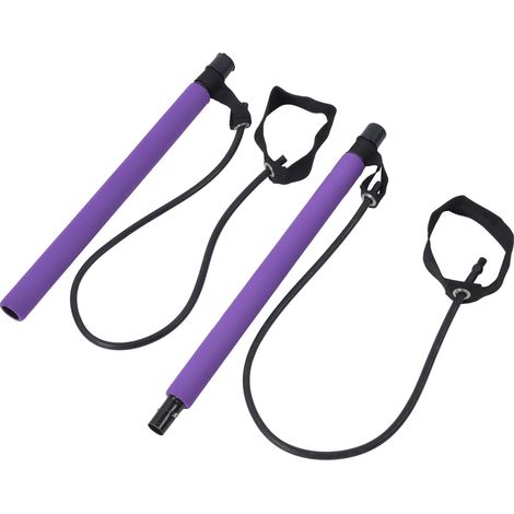 Barre Pilates Portable avec Bande Élastique - Équipement Fitness Multifonction pour Entraînement à Domicile - Violet (1/5)