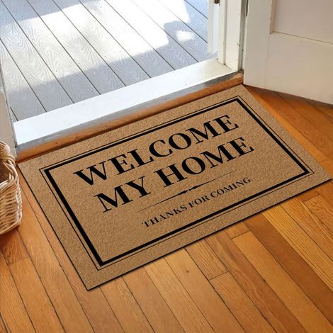 Welcome Mat - Artificial Coir Doormat - Outdoor Entrance Front Porch Patio Indoor Use - 70x45x1.3 Cm - Brown - 1 Piece (1/5)