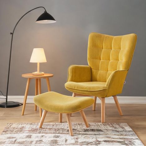 Fauteuil orange en kord 72 x 80 x 101 cm (1/5)
