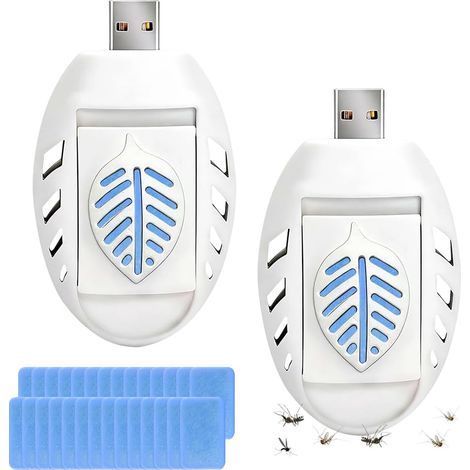 Mosquito Plug, Pack of 2 Portable USB Electric Mosquito Repellent Killer with 120 Mosquito Repellent Tablets, Electric Mosquito Repellent Socket, for Summer Children's Room, Indoor and Outdoor Use in (1/5)