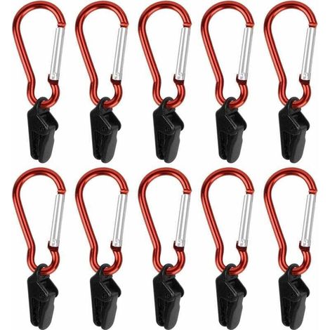 10 Ensembles Pince à Bâche avec Mousqueton Clip de Tente Auvents Clip Coupe-Vent Clips de Verrouillage de Tente Clip de Bâche Pince de Tente Robuste pour Activités De Plein Air Camping Canopy- (1/4)