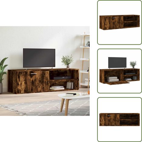 TV-Schrank Räuchereiche 120x34x37 cm Holzwerkstoff - TV Schrank - Holzwerkstoff Möbel - Wohnraum Einrichtung - Fernsehtisch - Regal (1/5)