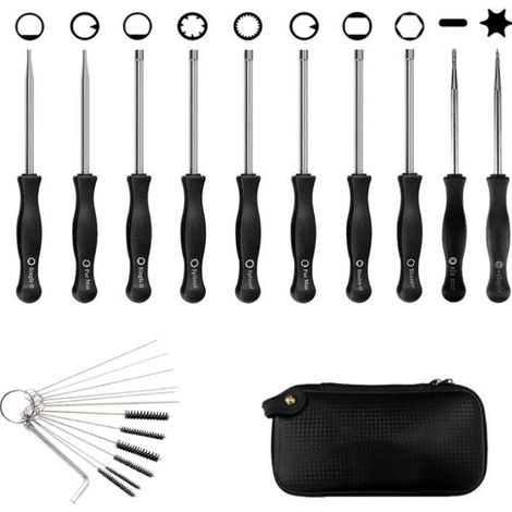 Kit De Reglage Carburateur - Tournevis Ajustement Mixture 1/4 Tour - Pour Moteurs 2 Temps Tondeuses Tronconneuses - 5 Pièces Avec Sac En Cuir Et Brosse (1/5)