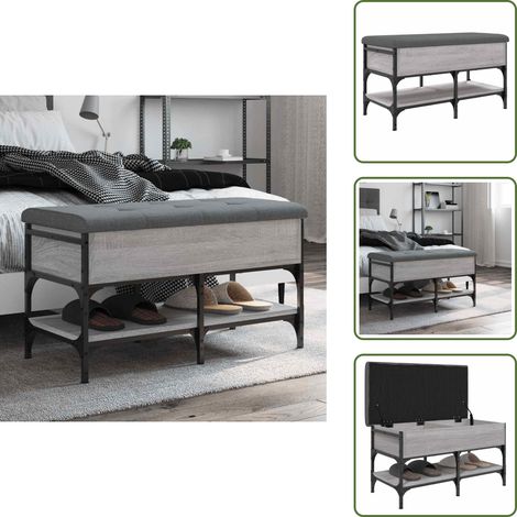 Banc à chaussures sonoma gris 82x42x45 cm bois d'ingénierie - Banc Chaussure - Banc Entrée - Rangement Chaussures - Meuble Salle D'entrée - Banc Coffre