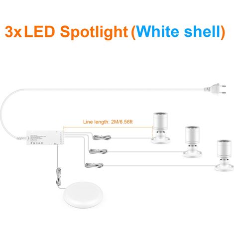 (3 bandes, lumière naturelle) Spots encastrés, variateur tactile, compatible avec la norme européenne 220 V (1/5)