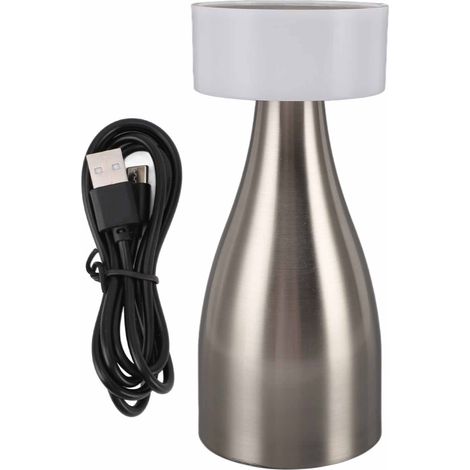 Ortviai Lampe de table en métal rechargeable, 3 couleurs et gradation continue au toucher – Argent (1/5)