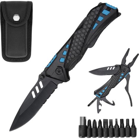 Couteau pliant multifonction 13-en-1 en acier inoxydable avec pinces et tournevis Cadeau pour hommes