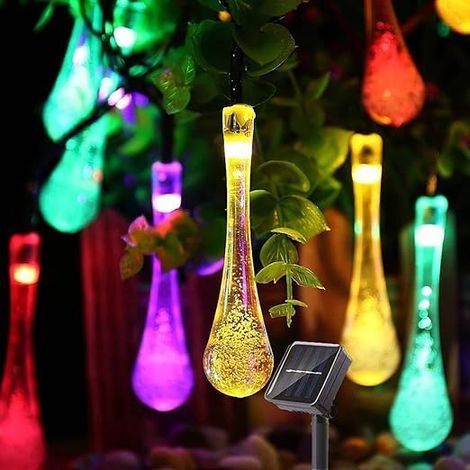 Guirlande Lumineuse Solaire - 20 Led, 5M Décorations Extérieures Pour Jardin - 8 Modes, Étanches Lampes Festons Pour Fêtes,Terrasse, Cours Et Arbre - Multicolore (1/5)