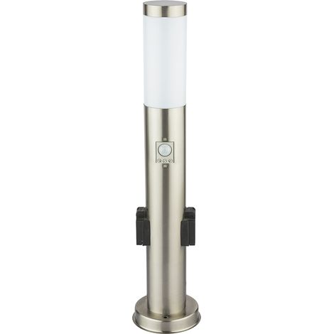Edelstahl Steh Lampe Außen Steckdosen Bewegungsmelder Garten Wege Leuchte silber V-TAC 8977