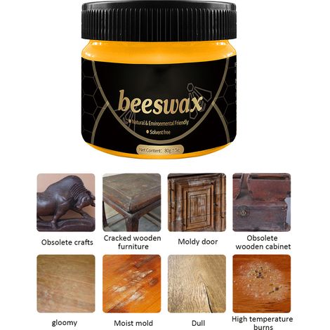 Natürliches Holzwachs, Bienenwachs, Polieren, Holzpflege, Heimdekoration, Gereinigtes Wachs, Reinigung, Qualitätsprodukt, Sicher (1/5)