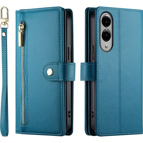 Funda tipo cartera con cremallera para Samsung Galaxy S25 Edge, color azul. (1/5)