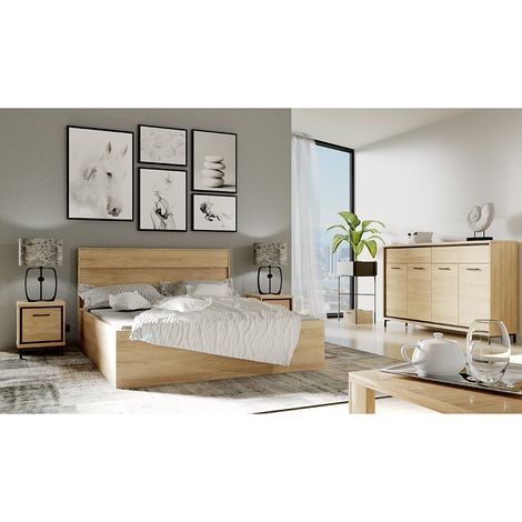 Schlafzimmer Set 4-teilig inkl. Bett 160x200 cm modern in Eiche MEGARA-161 (1/5)