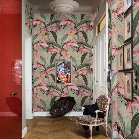 Exklusive Dschungel-Florale Tapete Bosco Tropicale Rosa