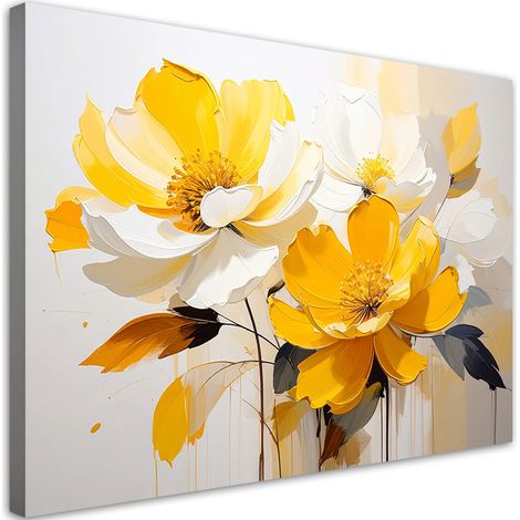 Stampe su Tela, Fiori gialli in una composizione pittorica moderna - 30x20 (1/2)