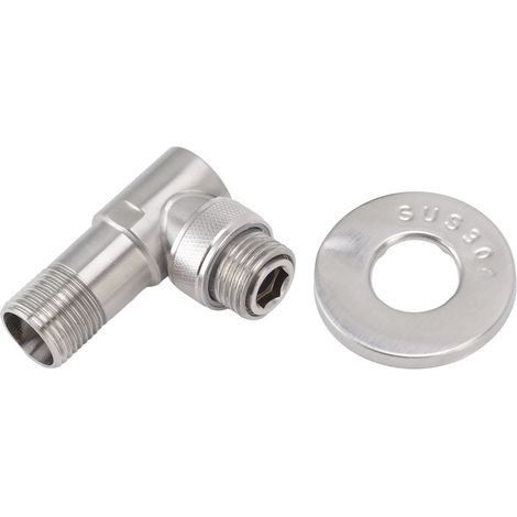 Robinet d'arrêt d'angle mâle G1/2 en acier inoxydable 304, 1 entrée, 2 sorties, conception intégrée, vanne d'arrêt d'eau automatique pour toilettes, marche/arrêt intégrée. (1/5)