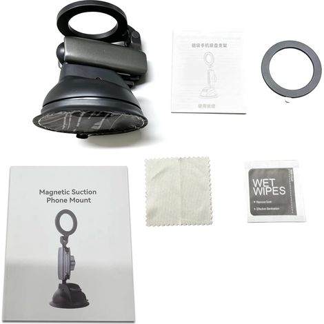 Support de Téléphone à Ventouse Magnétique, Support de Téléphone de Voiture pour Pare-Brise de Tableau de Bord à Rotation à 360 Degrés avec Aimant N52 Puissant et Aspiration sous Vide (1/5)