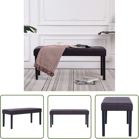 The Living Store Banc 106 cm Marron Similicuir - Banc Coffre - Banc Intérieur - Banc Design - Meuble Rangement - Banc Tissu (1/5)