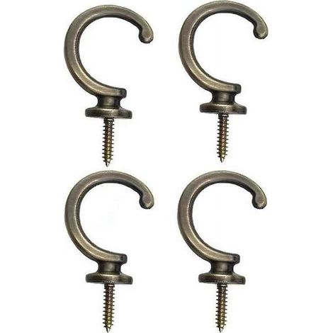 Ensemble de 4 éléments pour rideaux : crochets muraux à tête ronde, embrasses à pompons, support mural et support pour rideaux. (1/5)