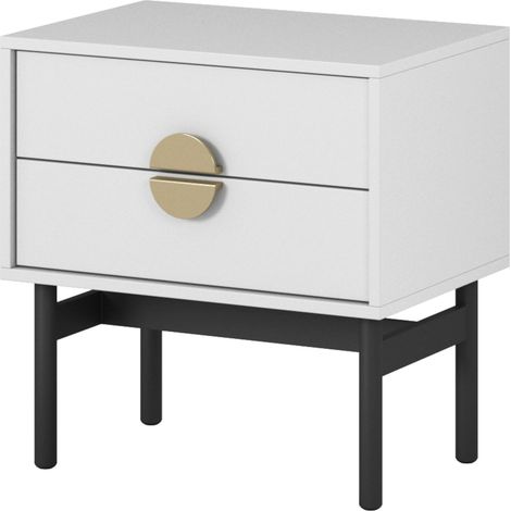 Selsey Stoon - Nachttisch mit 2 Schubalden, Weiß, 55 cm (1/5)