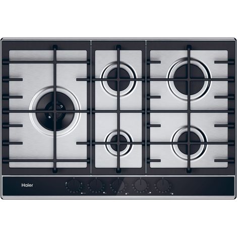 Haier Series 6 HAHG7WL5XH Nero, Acciaio inox Da incasso 74.5 cm Gas 5 Fornello(i) (1/4)