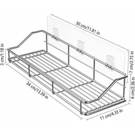 Serviteur De Douche - Etagère Salle De Bain Acier Inoxydable SUS304 Sans Perçage - Pour Cuisine Et Toilette - Lot De 2 (1/4)