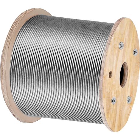 Câble en acier inoxydable 316, 0,32 cm (1/8"), 1x19, 150 m, pour garde-corps, terrasse, bricolage et balustrade. (1/5)