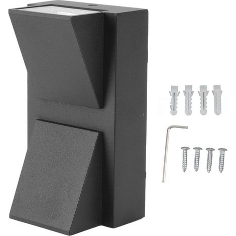 Luminaire mural LED double tête avec lumière dirigée vers le haut et le bas – pour escalier, hall ou extérieur (12W, blanc, aluminium, 800lm, waterproof) (1/4)