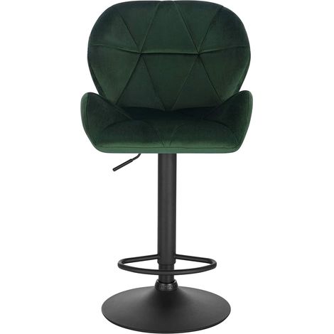 Woltu – Tabouret de bar réglable en hauteur – Siège en velours noir – Dossier ergonomique – Base en métal antirouille – Hauteur 60-82 cm