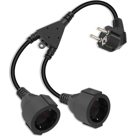 90-Prise Double Contact de Protection Câble d'extension, Câble d'extension d'alimentation étanche 16A / 250V pour Une Utilisation en Extérieur, pour la Maison, Le Bureau (Noir) (1/5)