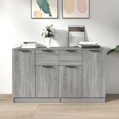 Lot de 2 Buffets Bahut Meubles de rangement Commode Sonoma gris 60x30x70 cm Bois d'ingénierie BV653445 - BonneVie (1/5)
