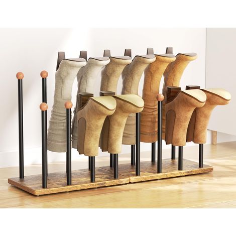 Étagère à Chaussures 8-Paires Debout en Métal Noir Pour Rangement Chaussure Boot Rack (1/5)