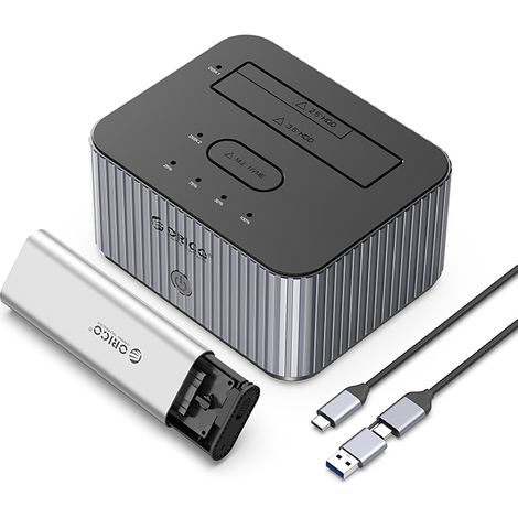 IT28E-C Dockingstation mit Klonfunktion für 2 M.2 NVMe 2,5" / 3,5" HDD / 2,5" SSD-Laufwerke – Grau (1/3)