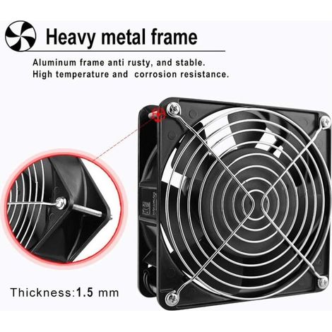 - Ventilateur axial pour conduit de cheminée Insérable Haute température Pales métalliques Silencieux Universel 120 x 120 x 38 mm (1/4)