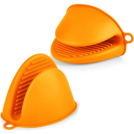 Guanti da forno spessi in silicone, 1 paio di guanti da forno resistenti al calore, guanti da cucina antiscivolo, guanti da forno resistenti al calore per cucinare, barbecue, cottura al forno (arancio (1/5)