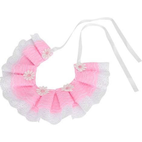 Mignon dentelle nœud papillon animaux de compagnie salive serviettes foulard collier bave bavoirs avec cloche décoration pour chien chat PinkXS (1/5)