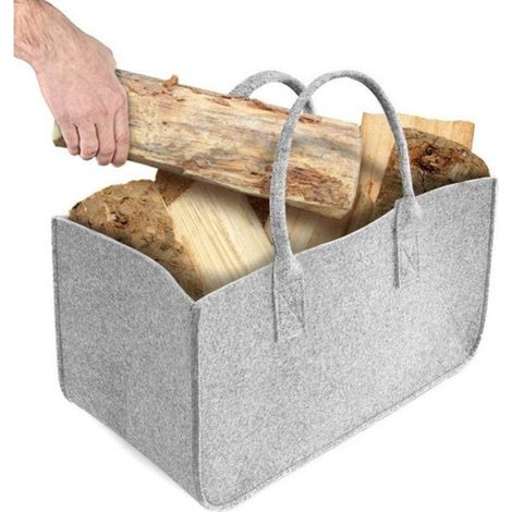 1 Piece Log Bag Felt Bag Wood Log Basket Log Storage Bag Light Grey 50x25x25CM (1/5)