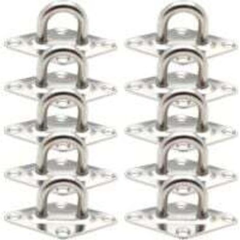 10 Pièces Fixation Anneau d'arrimage, Pontet INOX Oeil Plaques, Crochet d'arrimage Remorque Plaque Oeillet Acier Inoxydable 304 pour Fixer des Remorques Camions Bateaux Kayaks (60 x 36 mm,M5)