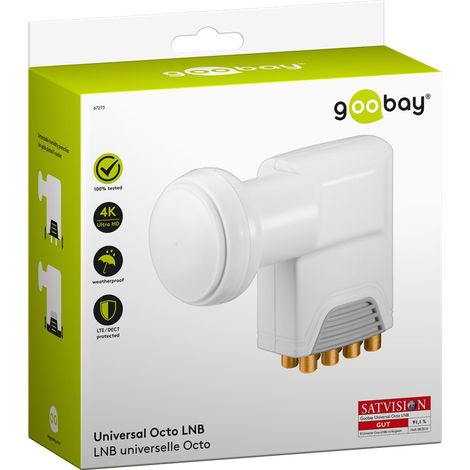 LNB Octal GOOBAY - Tête universelle compatible TV HD - 0,1 dB - Étanche - Plage de fréquences 10.7-12.75 GHz (1/5)