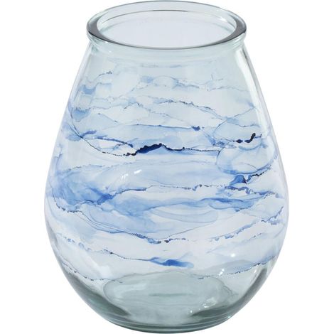 Photophore Design en Verre "Vague" 35cm Bleu (1/4)
