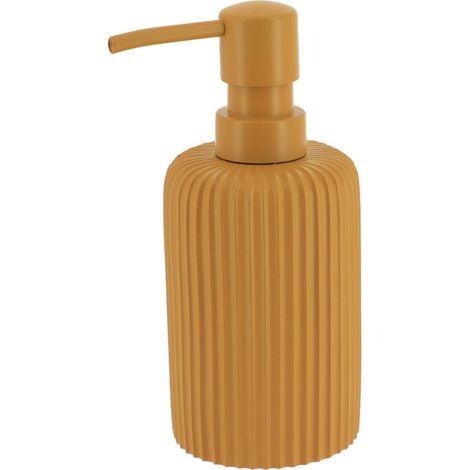 Distributeur à Savon ou Lotion en résine striée Jaune moutarde 230 ml - TENDANCE (1/3)