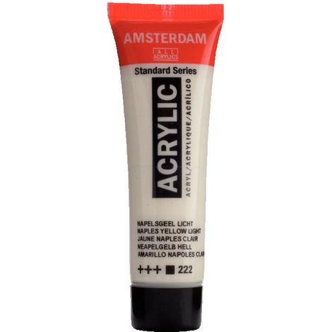 Peinture acrylique - Amsterdam - Giallo Napoli Chiaro - 20 Ml - Haute résistance - Diluable à l'eau (1/2)