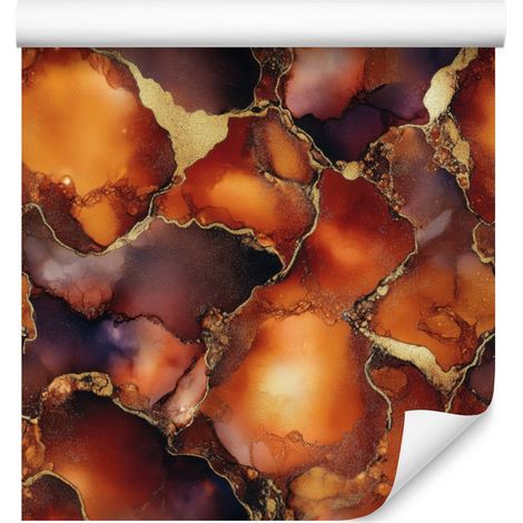 Papier peint orange encre et bordeaux pour salon et chambre 50x1000 cm (1/5)