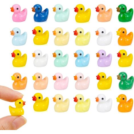30 Pièces Mini Canard en Résine, Mini Figurines de Canards pour Le Bricolage, la Décoration, Les Aquariums, Les Jardins, Les Paysage, Les Bonsaïs (Couleur Aléatoire)