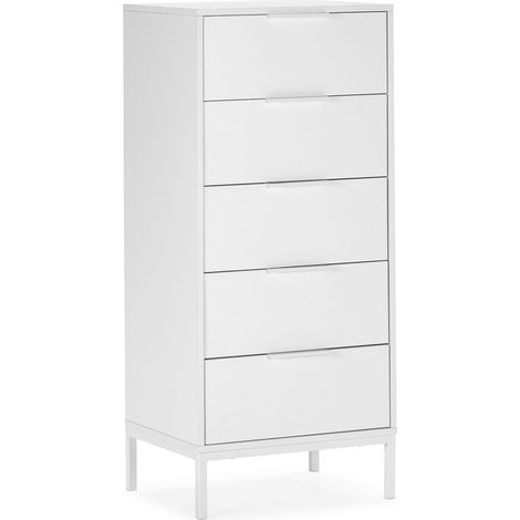 Cómoda alta Auri 5 cajones color Blanco