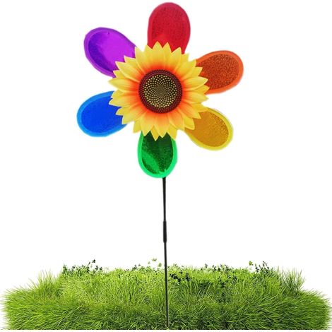Gartenmühle – PVC 63x28cm  Windkraftanlagen Garten  Reflektierender Spinner  Reflektierende Anti-Vogel-Mühle  Bunte Regenbogen-Windräder für Gartendekoration, Vogelabwehr (1/5)