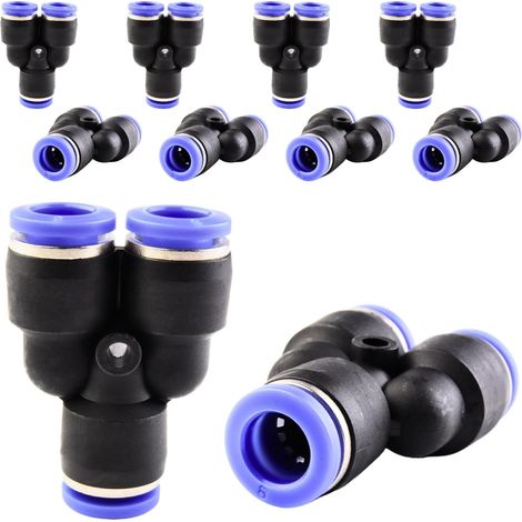 10 pièces 16 mm répartiteur en Y à 3 voies, raccord pneumatique, rapide plastique raccords Push to Connect, adaptateur de conduite d'air PY - PY-8mm (1/5)