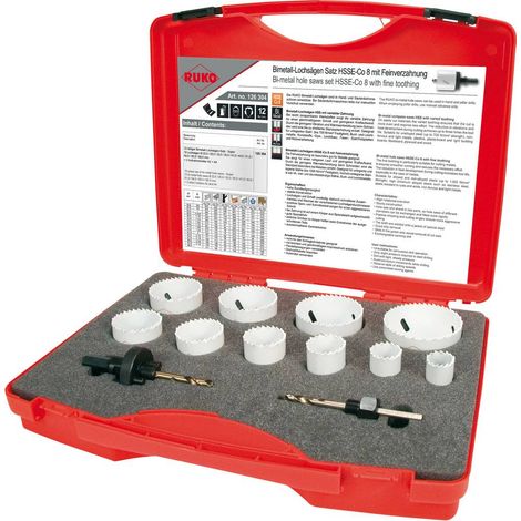 RUKO Bimetallo-Sega a tazza set HSSE-Co 8 12pz. Ø 22 - 68 mm in valigetta plastica - 126304 (1/4)