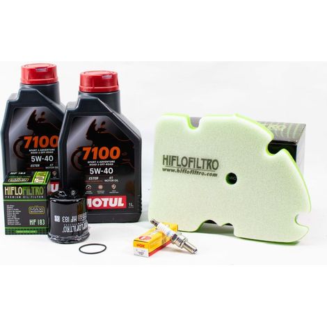 Kit Révision Filtres Bougies pour PIAGGIO MP3 125 de 2007 à 2008 - MOTUL 7100 5w40 2L